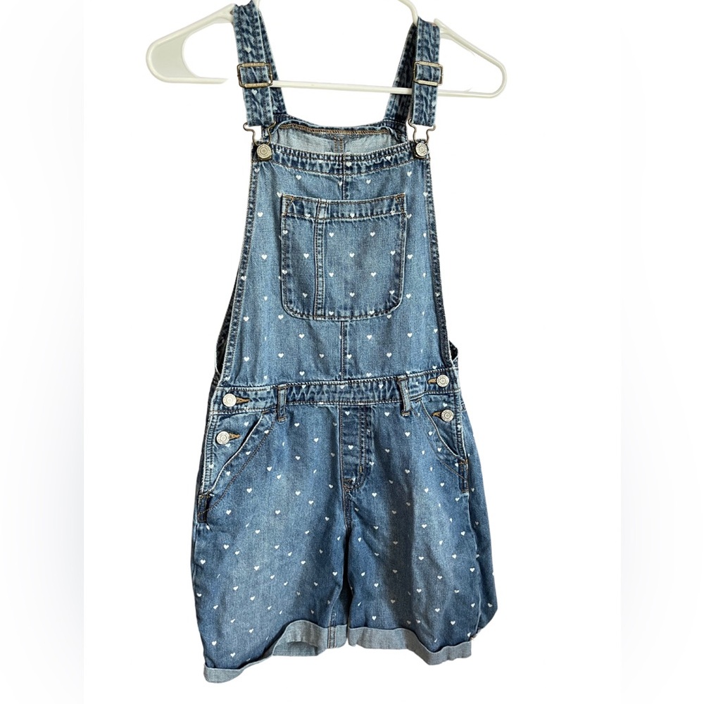 GAP Kids Girls Denim Overall Jean Shorts w. Heart Detail size XXL 14-16